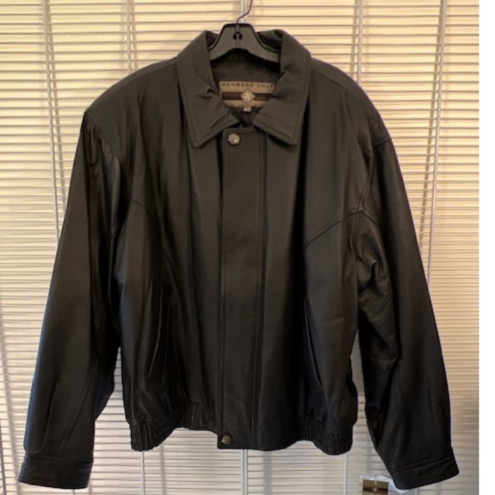 RARE Members Only Men’s Leather Moto Airman Jacket, Black, Vintage 80s, NWT